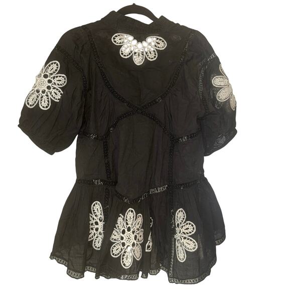 Forever That Girl Short Sleeve High Neck Peasant Blouse Size S New w/ Tag SOO - Picture 7 of 8